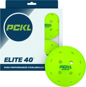 PCKL Elite 40 Pickleball Balls Cold Weather Rated | Tournament and Competition Ball | 4 Pack of Balls | 50 Pack | 100 Bulk Pack | USA Pickleball Approved (4 Pack, Neon Green)