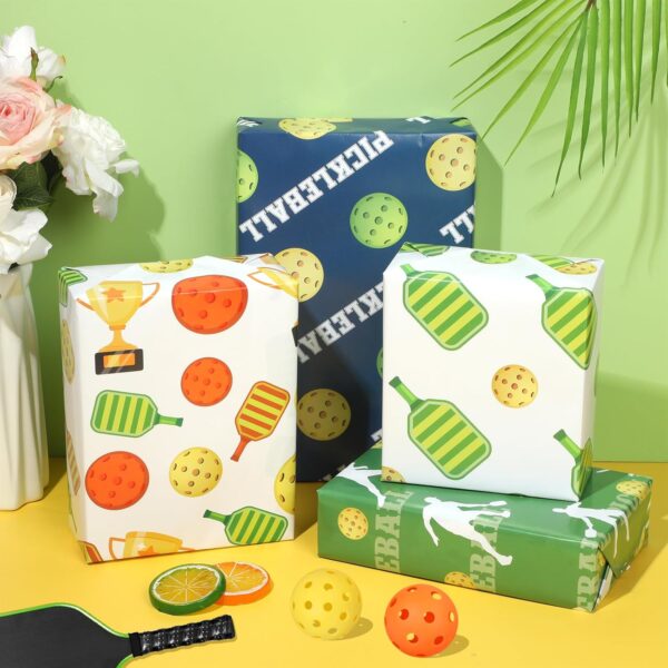 Pickleball Wrapping Paper 12 Sheets - Pickleball Gift Wrap - Sports Ball Gift Wrapping Paper - Pickleball Themed Gift Packing Paper for Pickleball Lovers,Pickleball Parties - 20"×28"