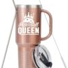 Onebttl Pickleball Gifts for Women, Gifts for Pickleball Lovers, Insulated 40oz Stainless Steel Tumbler with Handle and Straw Lid, Pickleball Accessories, Pickleball Queen, Rose Gold