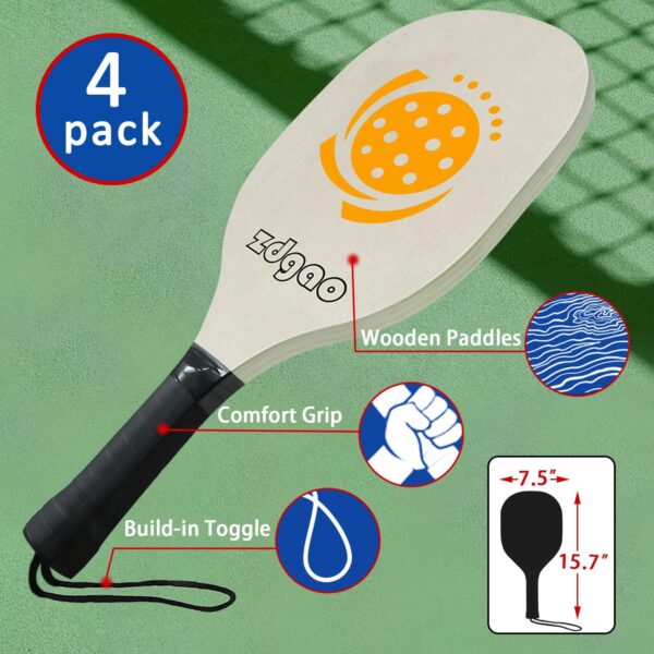 Pickleball Net for Driveway - Portable Pickleball Set with Net and Paddles Set of 4, Court Marking Kit, Outdoor Pickleballs, Carry Bag, Steady Metal Frame Easy Setup