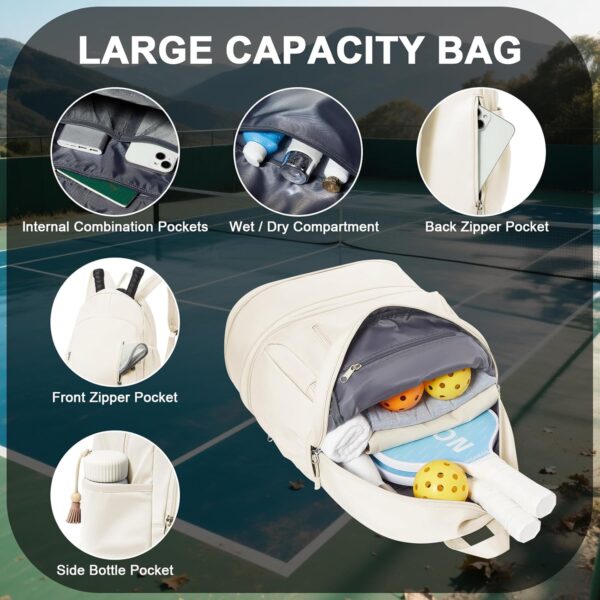 Pickleball Backpack for Women Men, Gym Back Pack with Shoe Compartment Pickleball Bag Fits 2 Pickle Ball Paddles