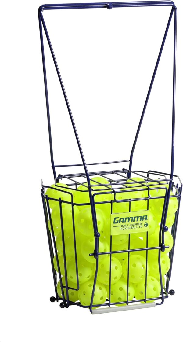GAMMA Sports Ball Hopper Pickleball 50 - Pickleball Picker Upper with Unique Basket Shape, Reinforced Side Welds, 50-Ball Capacity, Carbon Steel, Maximum Durability