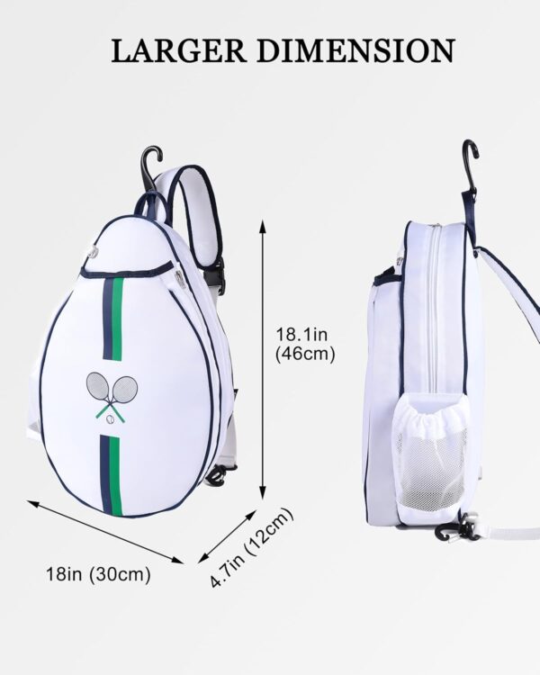 Rejolly Tennis Racket Sling Bag for Women Men Quilted Water Resistant Racquet Cover One Shoulder Crossbody Bag for 2 Tennis Rackets, Pickleball Paddles, Badminton Racquet