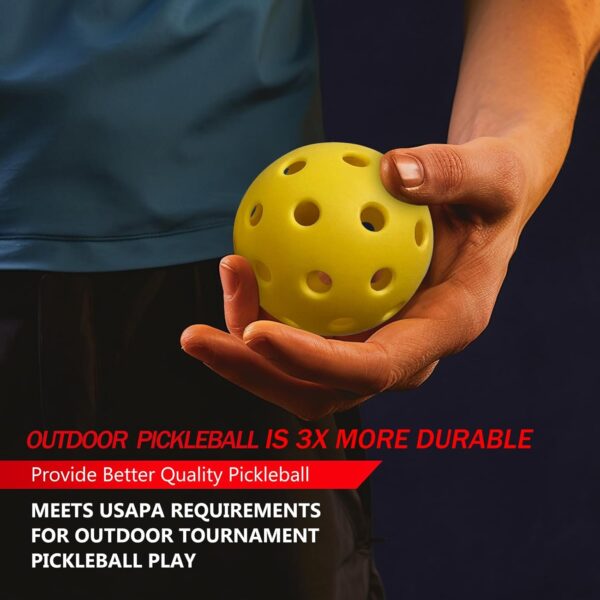 Outdoor Pickleball Balls, 2025 USAPA Approved Tournament and Competition Ball, 40 Hole Pickleball, 100 Pack High Elasticity & Durable Yellow Pickle Balls, Ideal for All Skill Levels