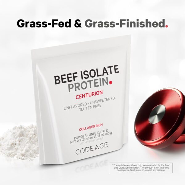 Codeage Grass-Fed Beef Isolate Protein Powder Supplement - 20 Amino Acids, Collagen-Rich - Athletes & Sports - Unflavored Carnivore Protein Supplement, BCAA & EAA Supplement - Gluten-Free - 26.45 oz