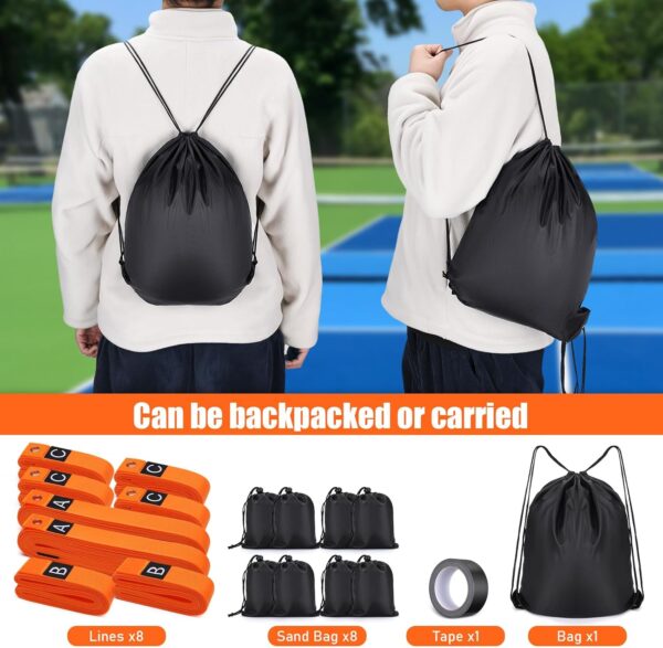 TOBWOLF Pickleball Court Marking Kit, Portable Temporary Pickleball Court Lines Markers with Tape & 8PCS Sandbags, No Measurement Required Official Size Pickleball Lines Marking Set for Outdoor Indoor