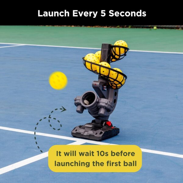 388PBH Pickleball Machine, 4 Adjustable Angles, Includes 9 Pickleballs, Powered by Power Bank/Battery, for Beginners
