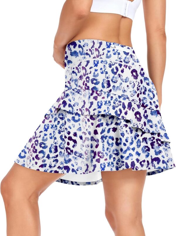 WOWENY Women's Active Skort Athletic Ruffle 17" Pleated Tennis Skirt with Pocket for Ladies Running Golf Workout