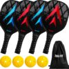 Pickleball Set with Net & Metal Ball Holder - Portable 22FT Regulation Size Net, 4 Wooden Paddles, 4 Balls and Carry Bag, Weather-Resistant Metal Frame, Perfect for Outdoor Indoor Driveway