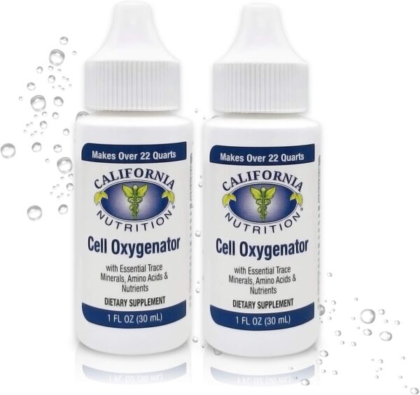 Cell Oxygenator 1 Fl Oz Bottle (Pack of 2), Liquid Oxygen Drops Daily Nutritional Supplement for Greater Immune System, Trace Minerals and Amino Acids for Athletes Sport