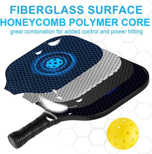 Pickleball Paddles, USAPA Standard Graphite Pickleball Paddles Set of 2, Lightweight Pickleball Set with 4 Pickleball Balls & 1 Portable Bag, Pickle Ball Paddle for Women Men