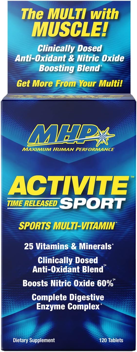 MHP Activite Sport Multi Vitamin, 25 Vitamins and Minerals, Nitric Oxide Booster, Digestive Enzymes, Antioxidants, 120 Tablets