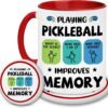 Pickleball Gifts - Pickleball Mug And Coaster - Funny Gift For Men, Women - Playing Pickleball Improves Memory Mug - Unique Christmas, Birthday Gift For Mom, Dad, Friend, Pickleball Lover