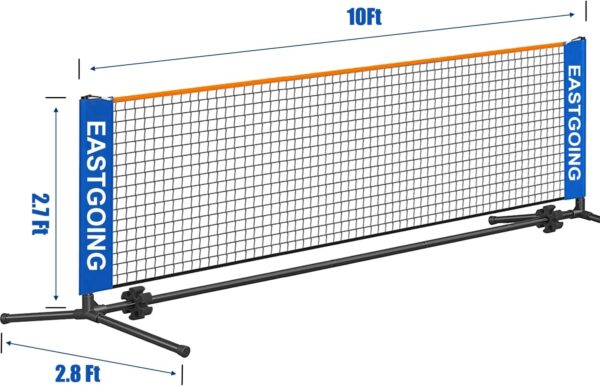 Eastgoing 10 ft Mini Portable Soccer Tennis Net | Pickleball Net System with Carrying Bag for Driveway Backyard. Easy Assemble Beach Tennis Net | Tennis Practice for Indoor and Outdoor
