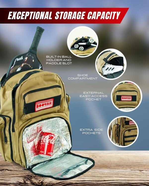 Booyah Pickleball Backpack Bag: Insulated & Shoe Pockets, 3+ Paddle Capacity, Durable Fence Hook, Comfortable Straps - Ideal for Professional Players
