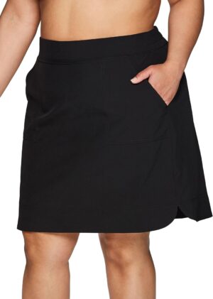 RBX Plus Size Longer Length Skort for Women Quick Drying Woven Pickleball Golf Skort with Pockets for Tennis, Hiking, Running