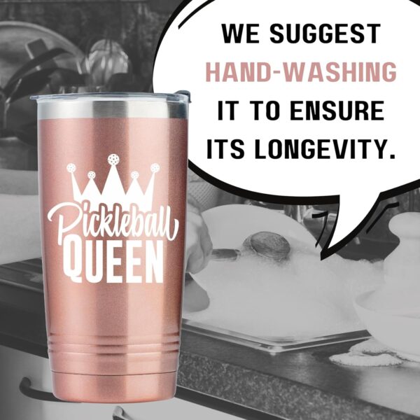 Onebttl Pickleball Gifts for Women - 20oz Insulated Stainless Steel Travel Tumbler with Straw and Lid - Rose Gold