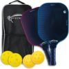 Pickleball Paddles Set of 2 - Edge Guard and Honeycomb Core - 4 Indoor and Outdoor Pickleball Balls - Fiberglass Pickleball Racket Surface - Ergonomic Pickle Ball Rackets Grip and Sports Bag