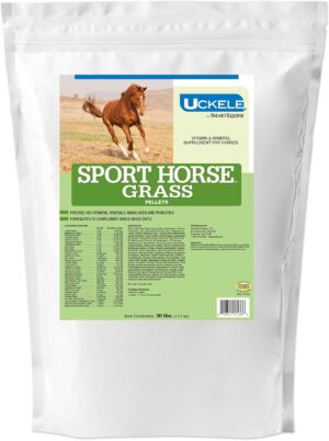 Uckele by SmartEquine Sport Grass Pellets | Horse Probiotics, Prebiotics, Vitamins & Minerals, Horse Vitamin E Supplement for Athlete Equines | Provides Amino Acids for Muscle Support | 30 lb Bag