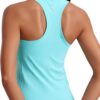 CRZ YOGA Seamless Womens Breathable Workout Tank Tops Racerback High Neck Sleeveless Running Athletic Shirts
