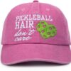 InnoBeta Embroidered Pickleball Cap - Funny Gifts for Women, Lovers, Players - Adjustable Hat Accessory for Birthday, Christmas - Pink
