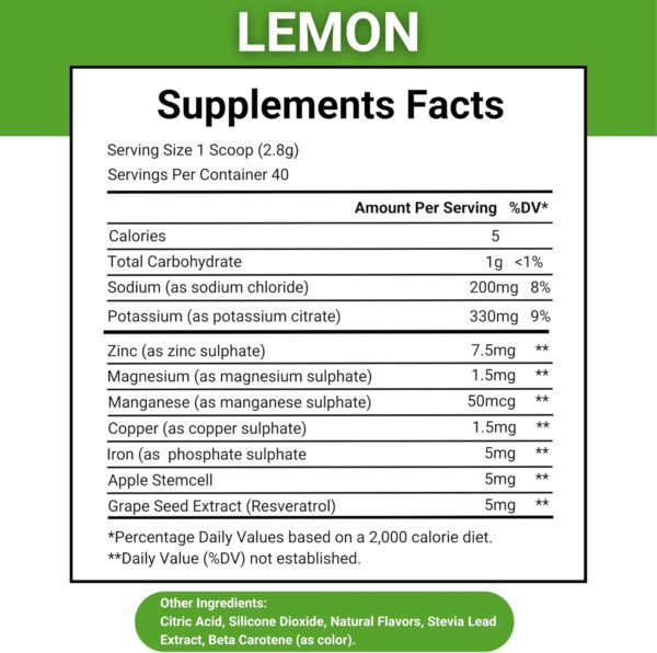 Sweet IV Electrolyte Powder – 3.9g Serving Flavored Drink Mix Magnesium, Copper – 40 Servings Magnesium Powder for Sports Enthusiasts, Athletes – Delicious and Refreshing (Lemon)