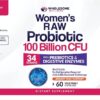 Wholesome Wellness Dr. Formulated Raw Probiotics for Women 100 Billion CFUs Capsules with Prebiotics, Digestive Enzymes, Approved for Adults, Shelf Stable Supplement