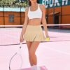 MIHOLL Pleated Tennis Skirt for Women with Pockets Shorts Mini High Waisted Athletic Golf Skorts Skirts for Running Casual
