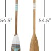 Deco 79 Wood Paddle Home Wall Decor Novelty Canoe Oar Wall Sculpture with Arrow and Stripe Patterns, Set of 2 Wall Art 6"W, 55"H, Multi Colored