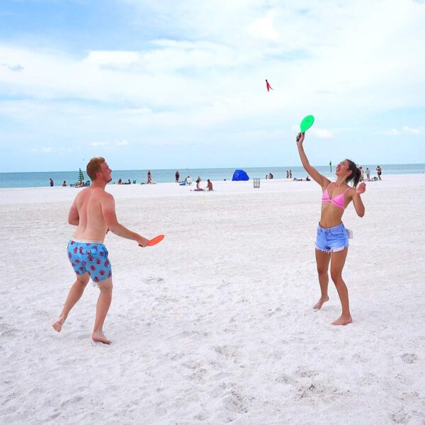 Funsparks Jazzminton Paddle Ball Game with Carry Bag - Indoor Outdoor Toy - Play at The Beach, Lawn or Backyard - 2 Wooden Racquets - 4 Shuttlecocks - 1 Ball