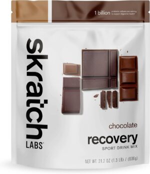 Skratch Labs Post Workout Recovery Drink Mix with Chocolate, (21.2 oz, 12 Servings) with Complete Milk Protein of Casein, Whey, Probiotics, Gluten Free, Kosher, Vegetarian