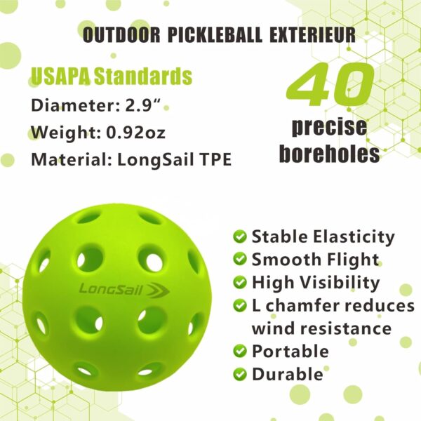 P40 Outdoor Pickleballs Non-Friable & Non-Deformable 2024 USAPA Durability Indoor Pickleballs, Leisure Sports Beginners Club Neon Green 3/12/36 Pack