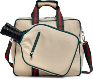 Pickleball Bags for Women, Pickleball Bag Tote with Front Pocket Fits 2 Paddles, Cute Pickleball Paddle Bag with Fence Hook & Shoulder Strap, Pickleball Gifts Accessories for Women Ladies
