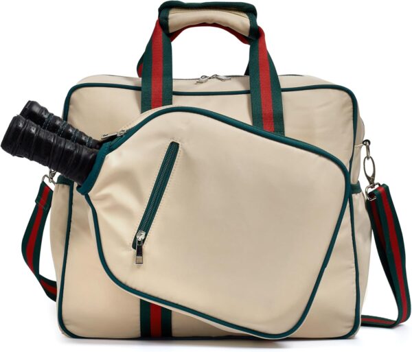 Pickleball Bags for Women, Pickleball Bag Tote with Front Pocket Fits 2 Paddles, Cute Pickleball Paddle Bag with Fence Hook & Shoulder Strap, Pickleball Gifts Accessories for Women Ladies