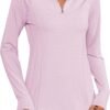 LOMON Women Long Sleeve Shirts Sun Protection 1/4 Zip Summer Quick Dry Hiking Shirts Quarter Zip Pullover for Women