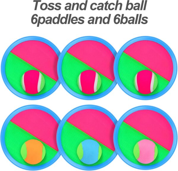 Aneco Toss and Catch Paddle Game Set Disc Paddles and Toss Ball Sport Game with Storage Bag, 6 Paddles and 6 Balls