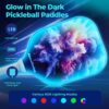 LED Light Up Pickleball Paddles Set of 2,2 Glow in The Dark Pickleball Paddles with Different RGB Color Lighting,2 Outdoor Balls,1 Carrying Bag,Pickleball Racket Gifts for Women Men