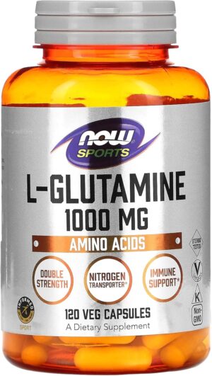 Now Foods Sports, L-Glutamine, Double Strength, 1,000 mg, 120 Veg Capsules