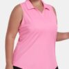 MoFiz Womens Plus Size Sleeveless Golf Shirt V-Neck Collared Golf Polos Athletic Tennis Racerback Tank Tops