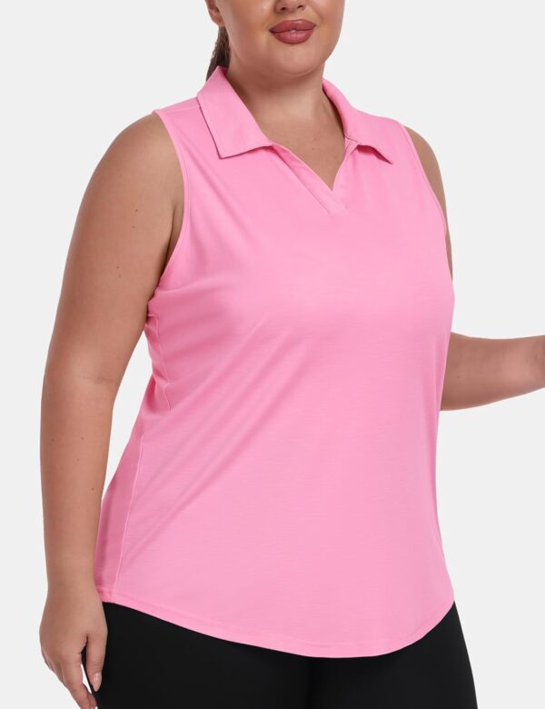 MoFiz Womens Plus Size Sleeveless Golf Shirt V-Neck Collared Golf Polos Athletic Tennis Racerback Tank Tops