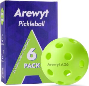 Indoor Pickleball Balls 6 Pack | 12 Pack, 26 Holes Pickleballs, High Bounce & True Flight, Well Balanced Pickle Balls for All Style Pickleball Paddles & All Skill Levels (Neon Green, Orange)