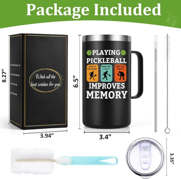Lifecapido Pickleball Gifts, Playing Pickleball Improves My Memory 20 oz Insulated Coffee Mug, Pickleball Gifts for Men, Birthday Christmas Gifts for Pickleball Players, Pickleball Lovers, Black