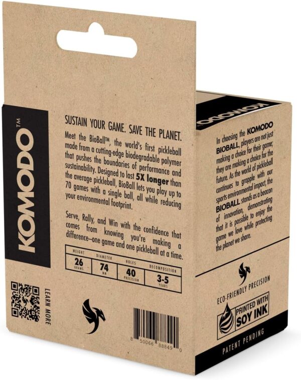 KOMODO BioBall K-40 Pickleball | Biodegradable Hardcourt Pickleballs | 4-Count | USAPA Approved