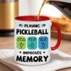 Pickleball Gifts - Pickleball Mug And Coaster - Funny Gift For Men, Women - Playing Pickleball Improves Memory Mug - Unique Christmas, Birthday Gift For Mom, Dad, Friend, Pickleball Lover