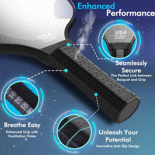 Pickleball Paddles Set of 2 99.9% T300 Carbon Fiber USAPA Approved Pickle Ball Paddle Indoor Outdoor Rackets Pickleballs Racquet Gifts