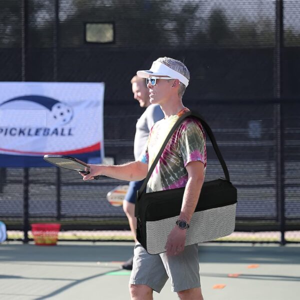 Cosmos Pickleball Bag for Men Women, Portable Pickleball Sling Bag Paddles & Balls Storage Pouch with Adjustable Shoulder Strap and Mesh Pocket, Sport Equipment Accessories