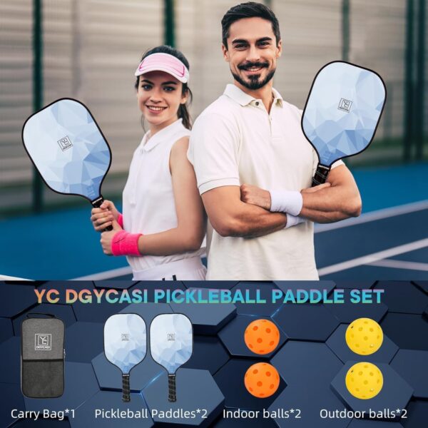 713Rba40A6L._AC_SL1500_.jpg Pickleball Paddles Set of 2, 2025 USAPA Approved Pickleball Set, Fiberglass Lightweight Pickle Ball Rackets 2 Pack, 2 Outdoor Pickleball, 2 Indoor Pickleball Balls, 1 Pickleball Bag for Women and Men