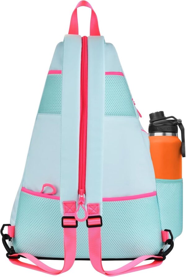 Light Weight Crossbody Backpack, Large Capacity Sling Bag for Pickleball, Tennis, Racketball, and Travel for Women