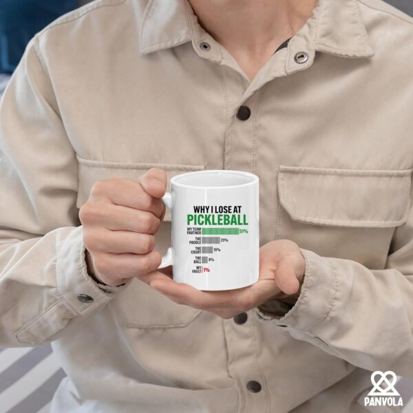 Why I Lose at Pickleball Pickleball Gifts for Player Pickleball Lover Grandpa Grandma Mom DadNovelty Drinkware Ceramic Mug 11 oz White