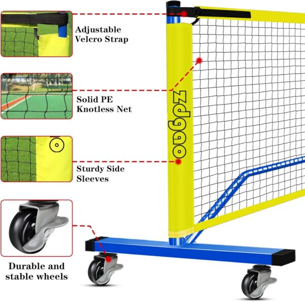 Pickleball Net for Driveway - Portable Pickleball Set with Net and Paddles Set of 4, Court Marking Kit, Outdoor Pickleballs, Carry Bag, Steady Metal Frame Easy Setup